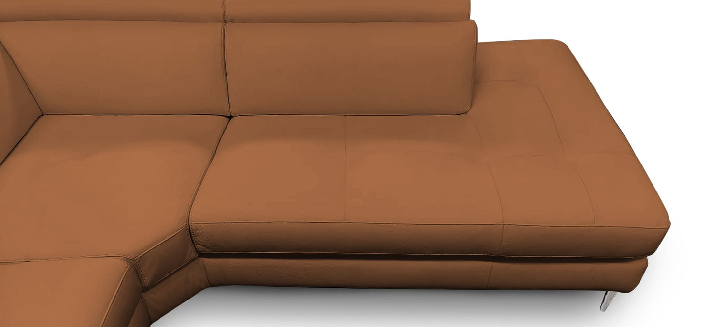 Lamod Italia Viola Italian Contemporary Cognac Leather Right Facing Sectional Sofa