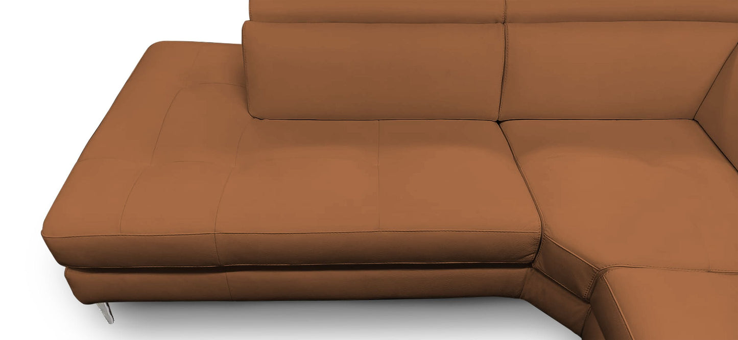 Lamod Italia Viola Italian Contemporary Cognac Leather Left Facing Sectional Sofa
