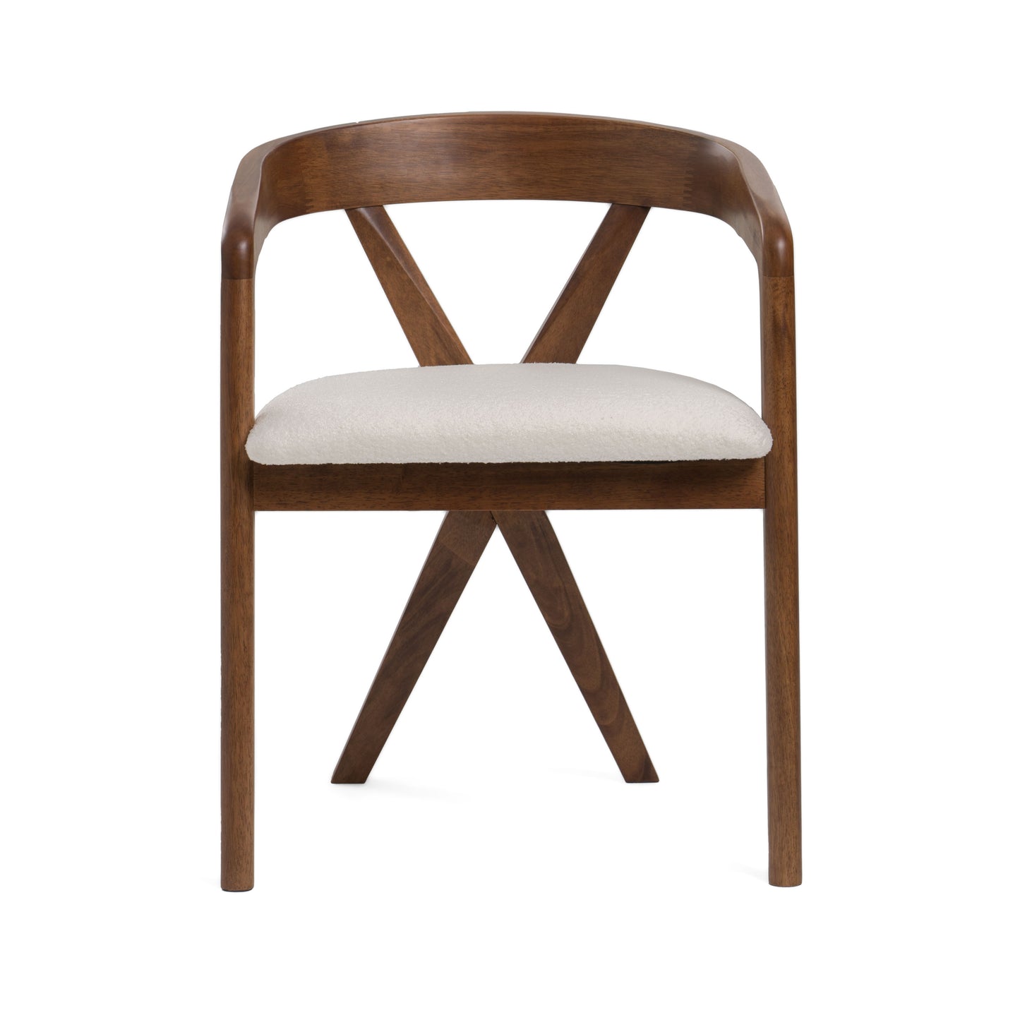 Modrest Weiss Mid-Century Modern White Fabric Walnut Dining Chair