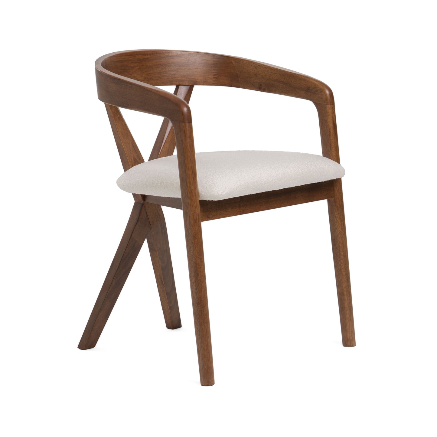 Modrest Weiss Mid-Century Modern White Fabric Walnut Dining Chair