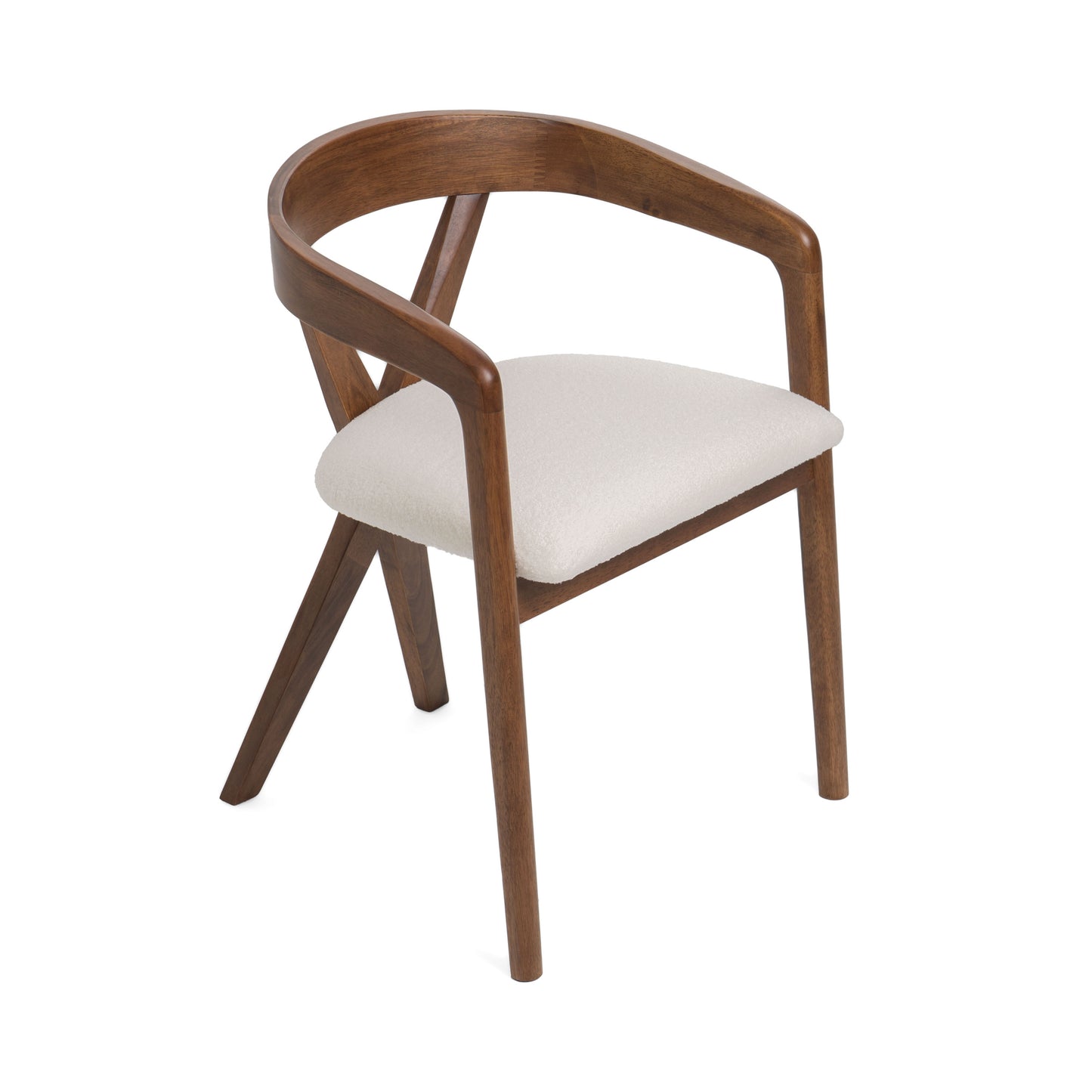 Modrest Weiss Mid-Century Modern White Fabric Walnut Dining Chair