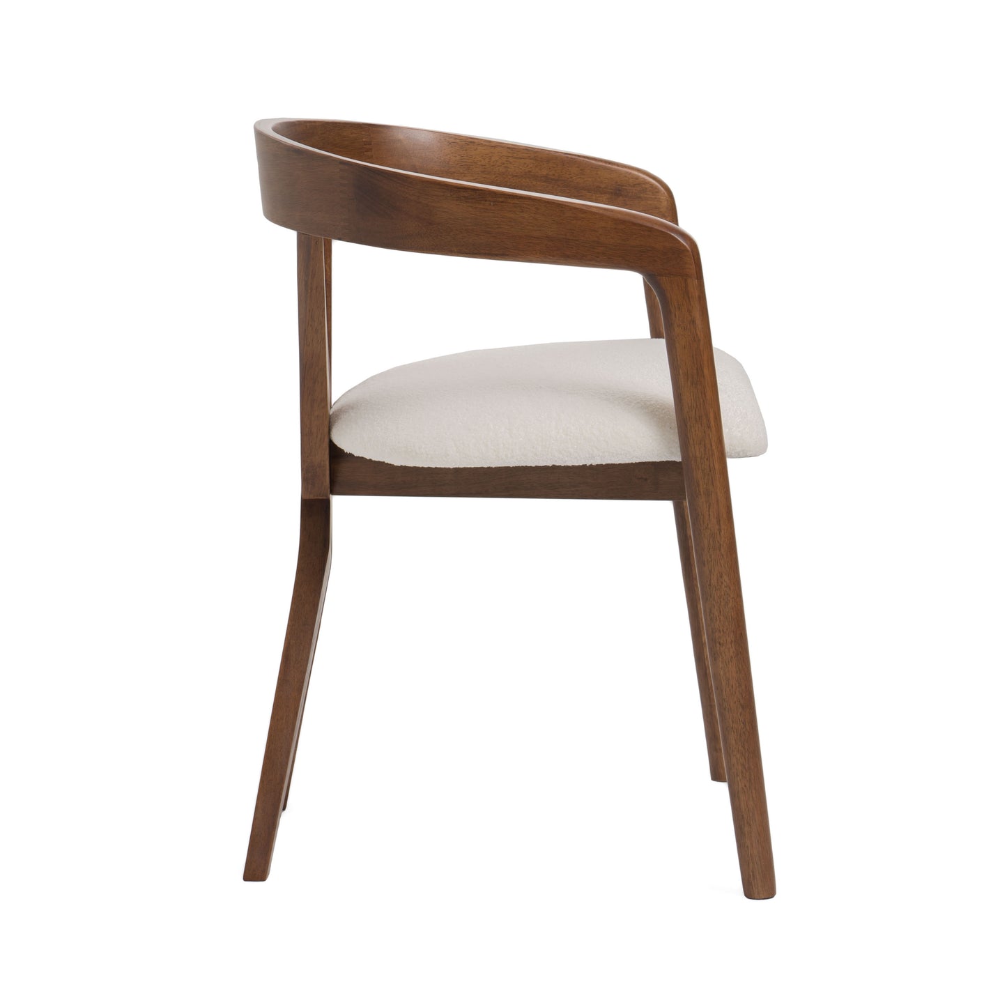 Modrest Weiss Mid-Century Modern White Fabric Walnut Dining Chair