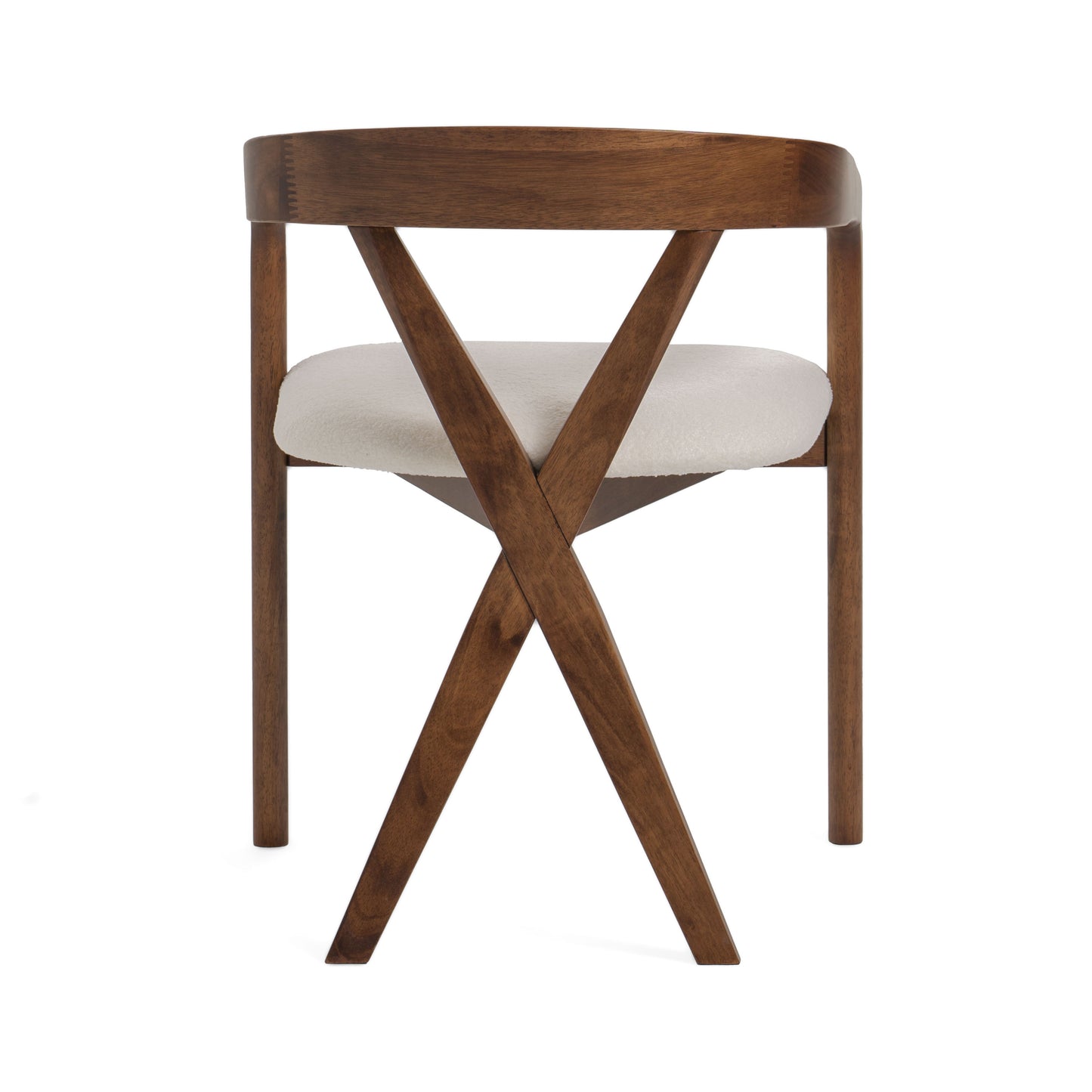 Modrest Weiss Mid-Century Modern White Fabric Walnut Dining Chair