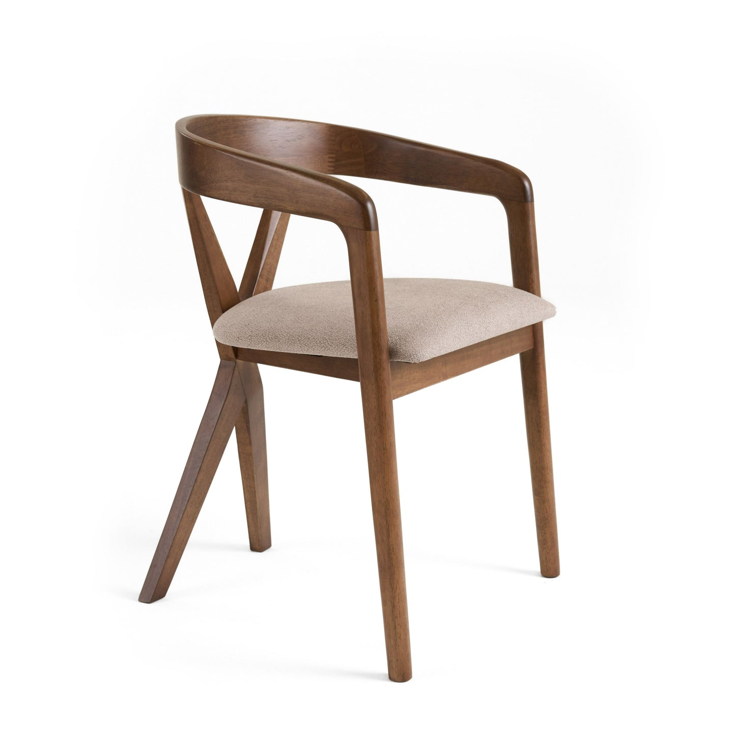 Modrest Weiss Mid-Century Modern Walnut Round Dining Table 6 Chair Set