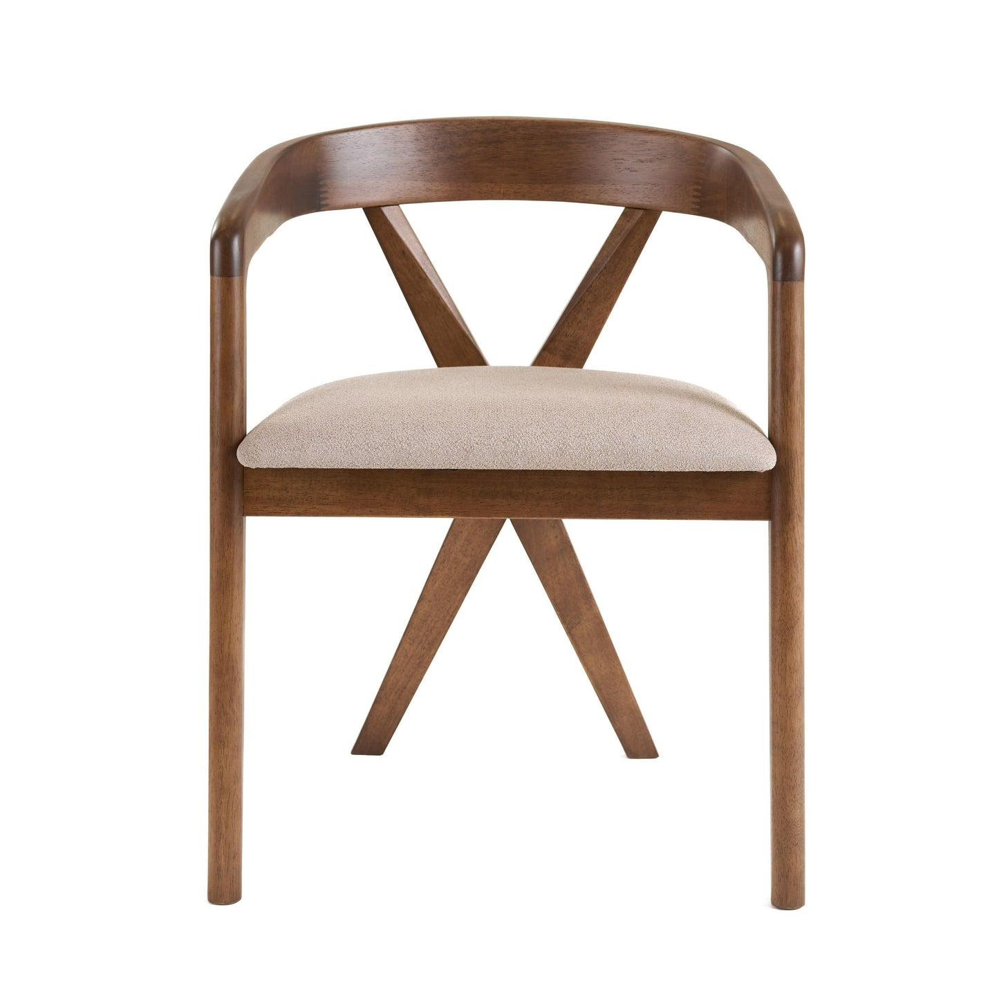Modrest Weiss Mid-Century Modern Walnut Round Dining Table 6 Chair Set