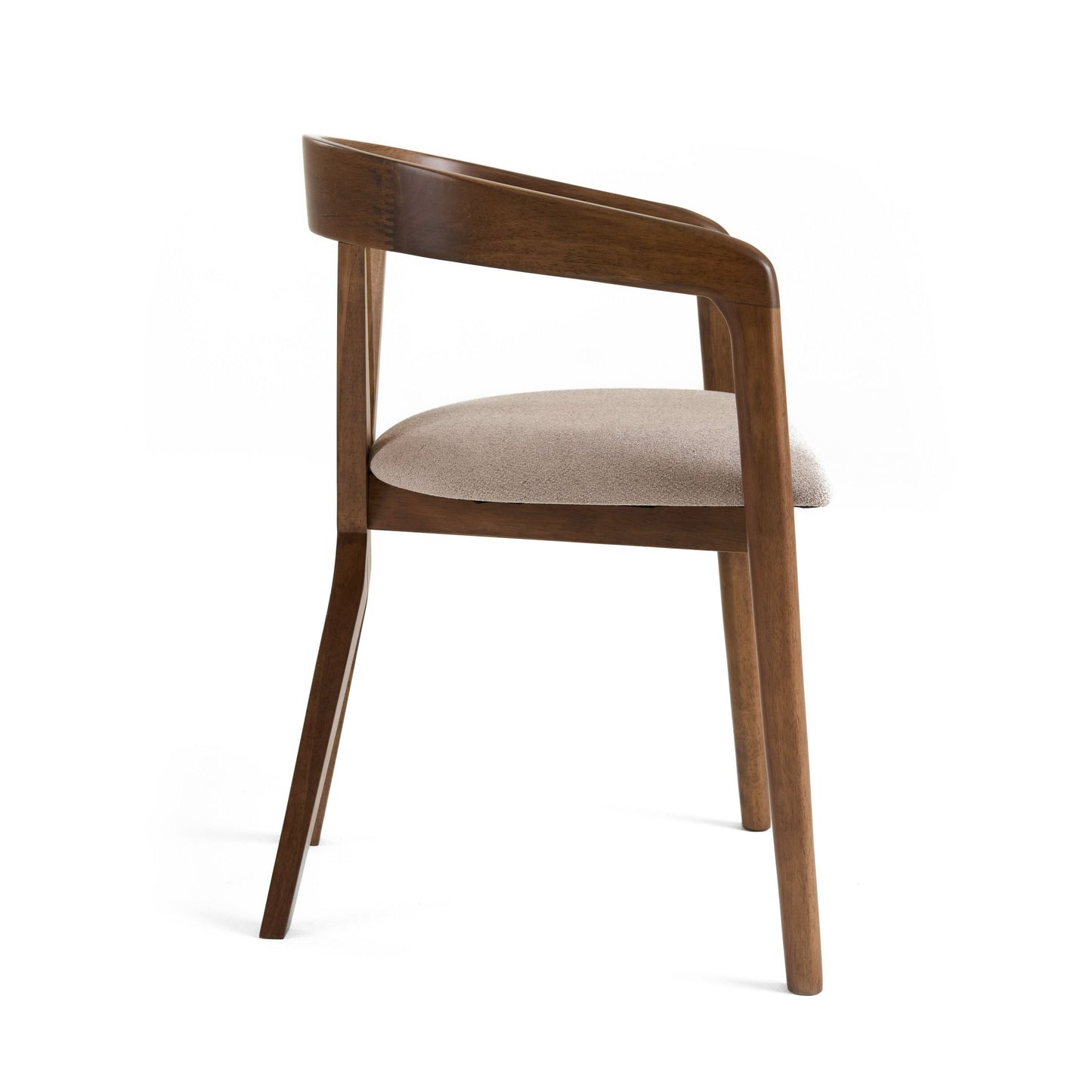 Modrest Weiss Mid-Century Modern Walnut Round Dining Table 6 Chair Set