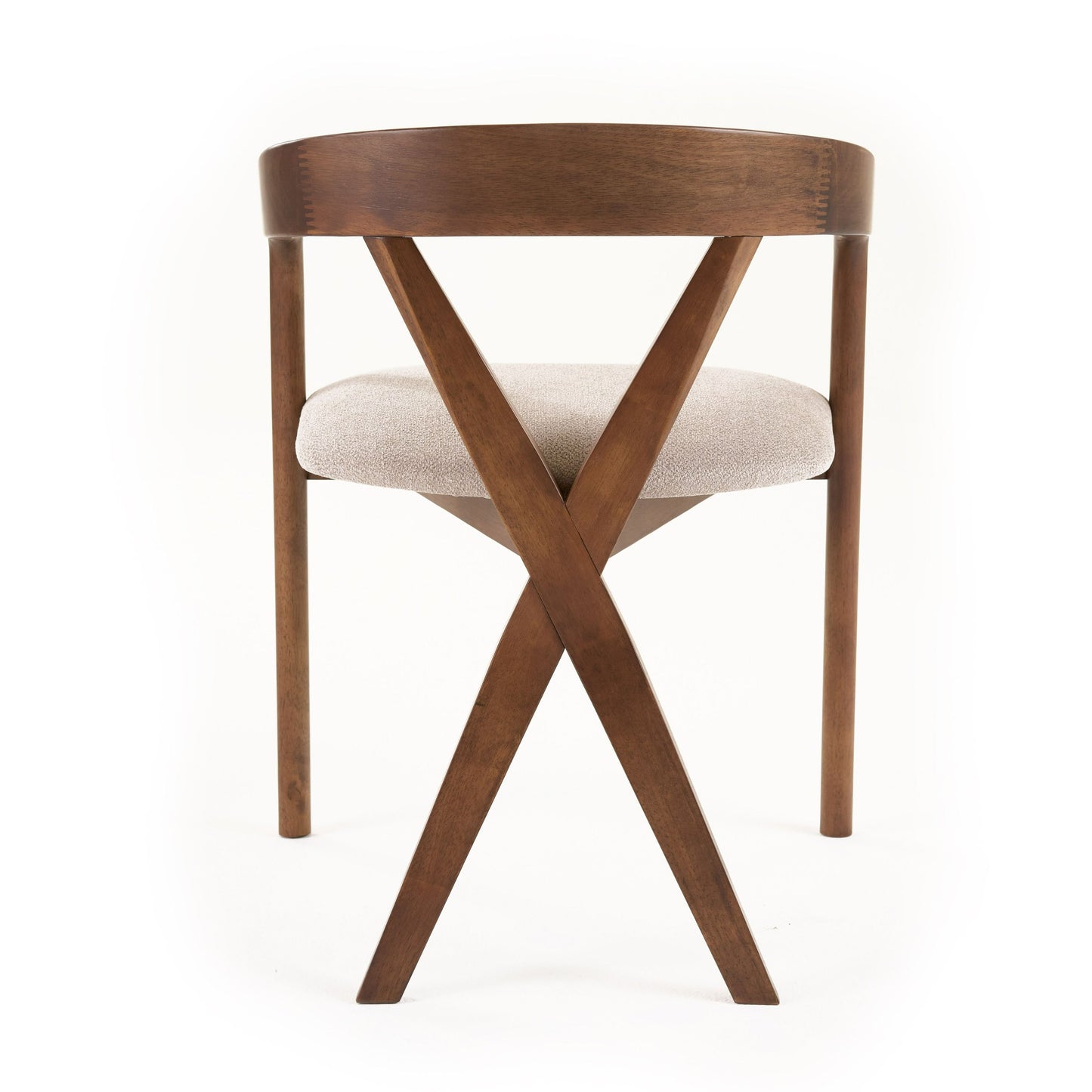 Modrest Weiss Mid-Century Modern Walnut Round Dining Table 6 Chair Set