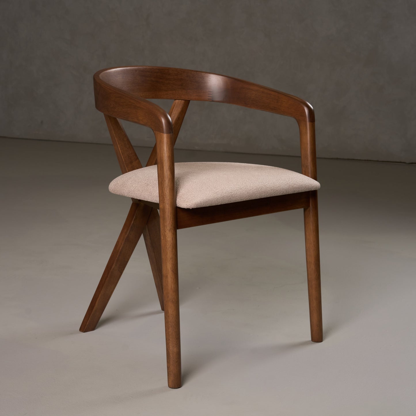 Modrest Weiss Mid-Century Modern Light Brown Fabric Walnut Dining Chair