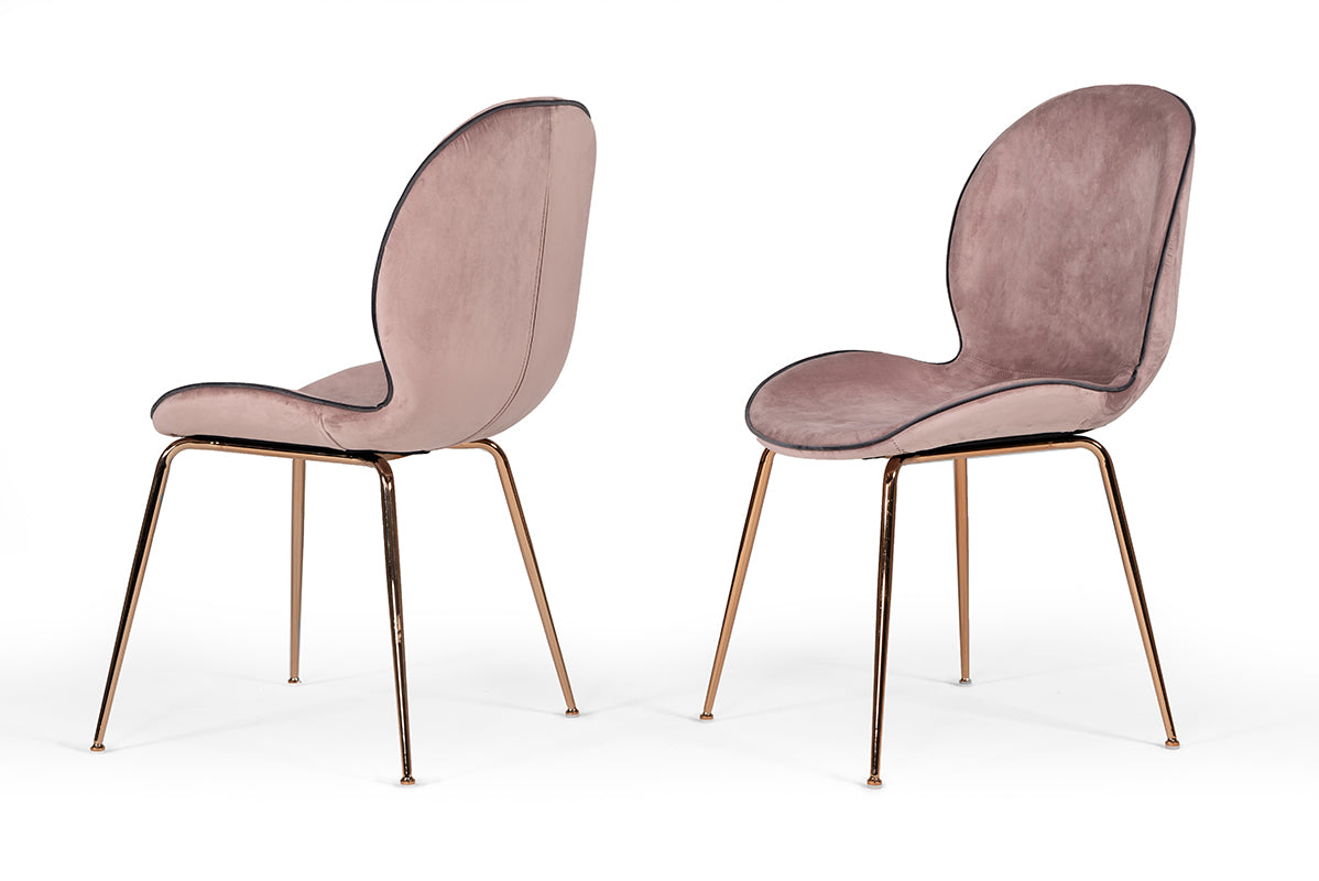 Modrest Wendy Modern Pink Velvet and Rosegold Dining Chair