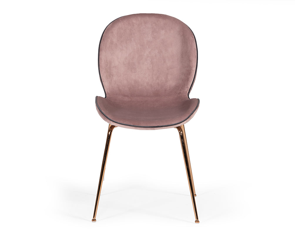 Modrest Wendy Modern Pink Velvet and Rosegold Dining Chair