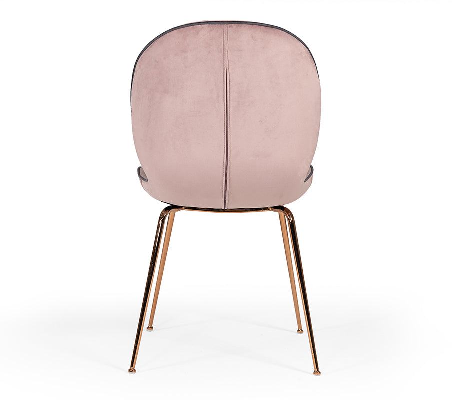 Modrest Wendy Modern Pink Velvet and Rosegold Dining Chair