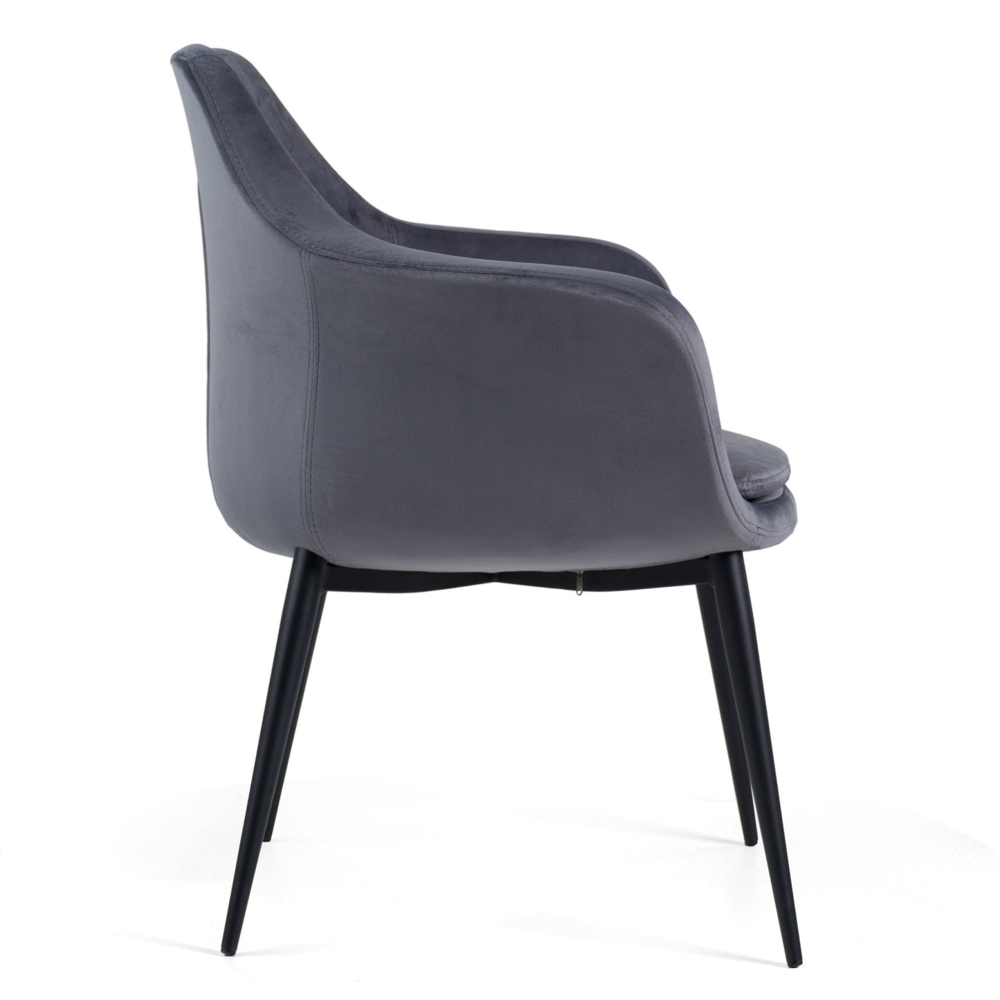 Modrest Wilson Modern Grey Velvet and Black Dining Chair