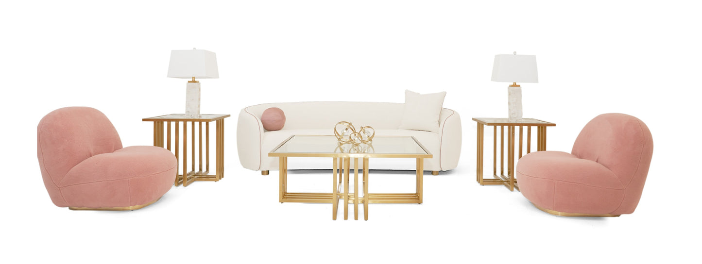 Modrest Winfree Modern Off White Fabric 3-Seater Sofa