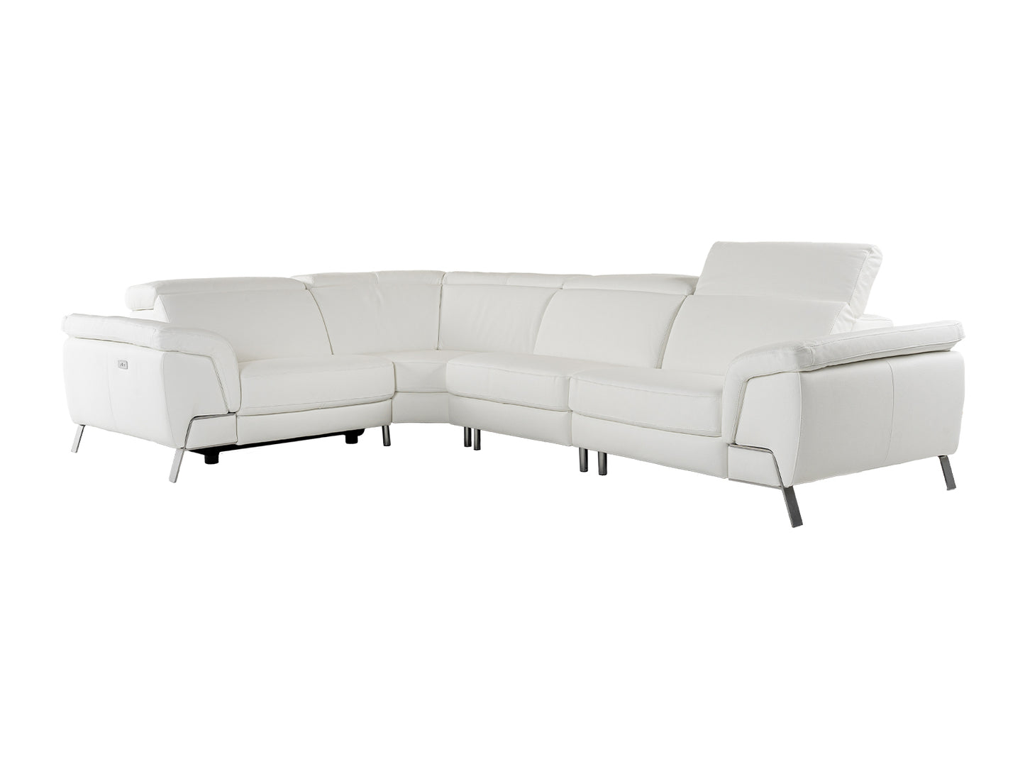 Lamod Italia Mini Wonder Italian Modern White Leather Sectional Sofa with Recliners