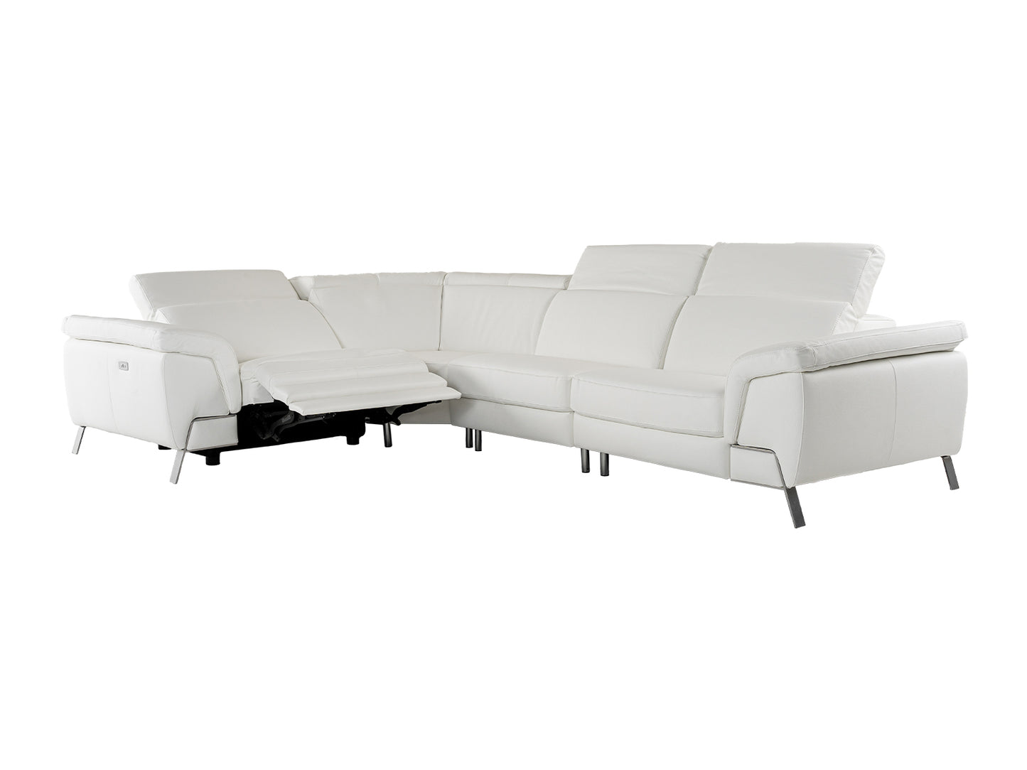 Lamod Italia Mini Wonder Italian Modern White Leather Sectional Sofa with Recliners