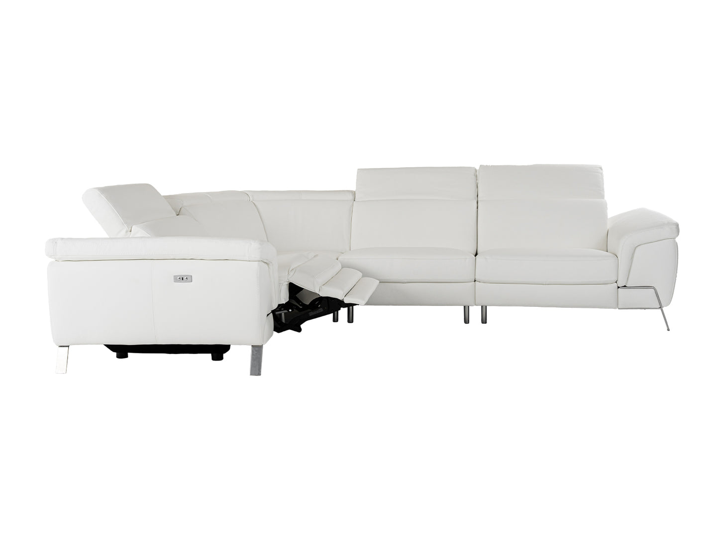 Lamod Italia Mini Wonder Italian Modern White Leather Sectional Sofa with Recliners