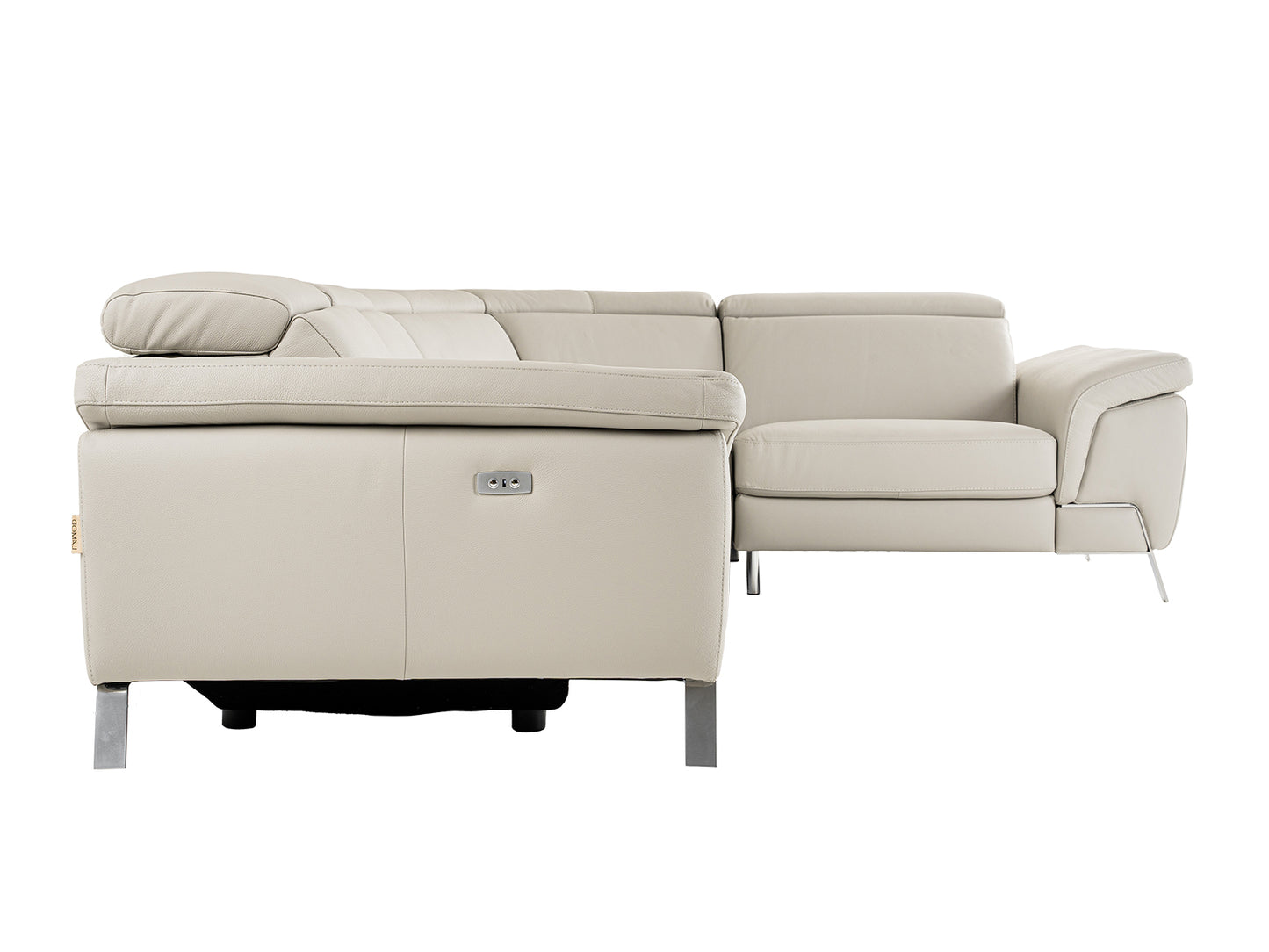 Lamod Italia Mini Wonder Italian Modern Grey Leather Sectional Sofa with Recliners