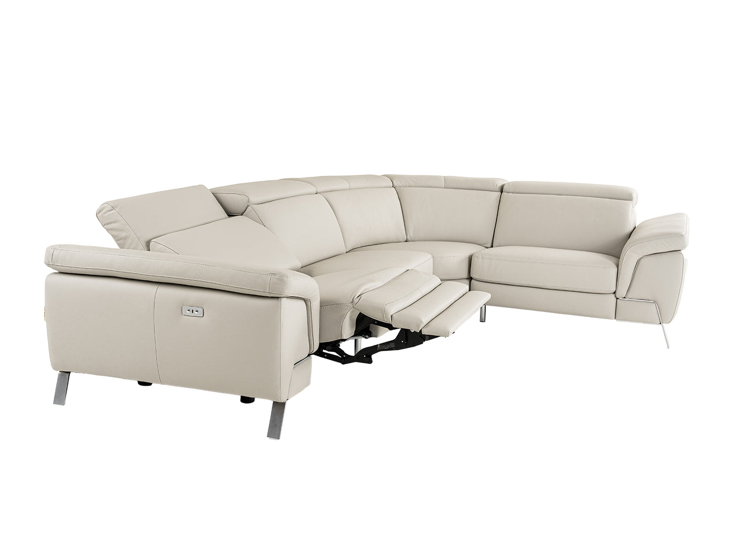 Lamod Italia Mini Wonder Italian Modern Grey Leather Sectional Sofa with Recliners