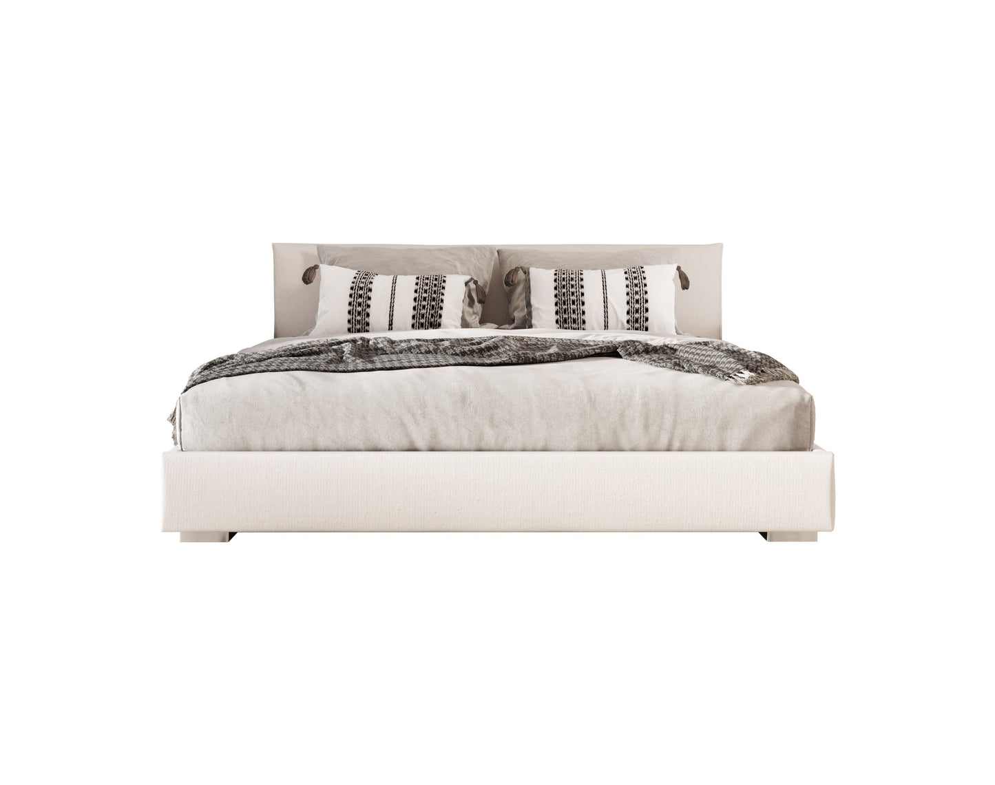 Nova Domus Sogno Italian Modern Beige Fabric Low Headboard EK Bed