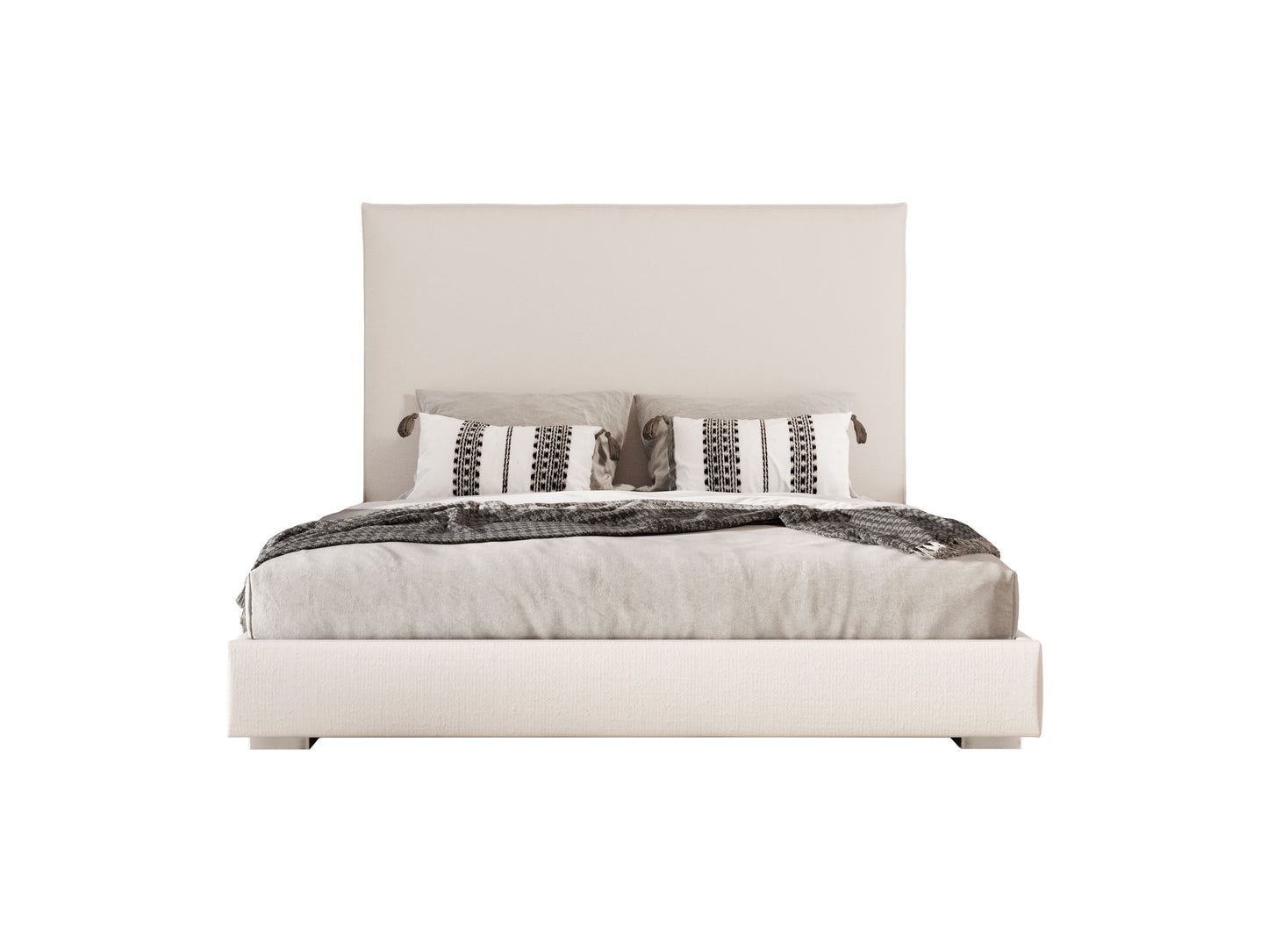 Nova Domus Sogno Italian Modern Beige Fabric High Headboard Bed
