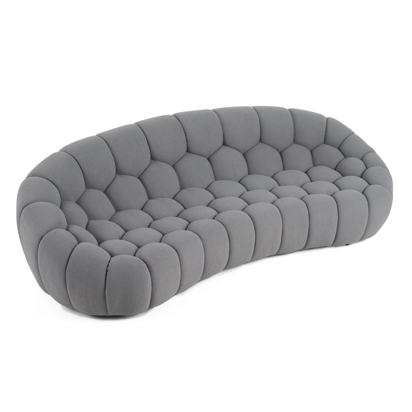 Divani Casa Yolonda Modern Curved Light Grey Fabric Sofa