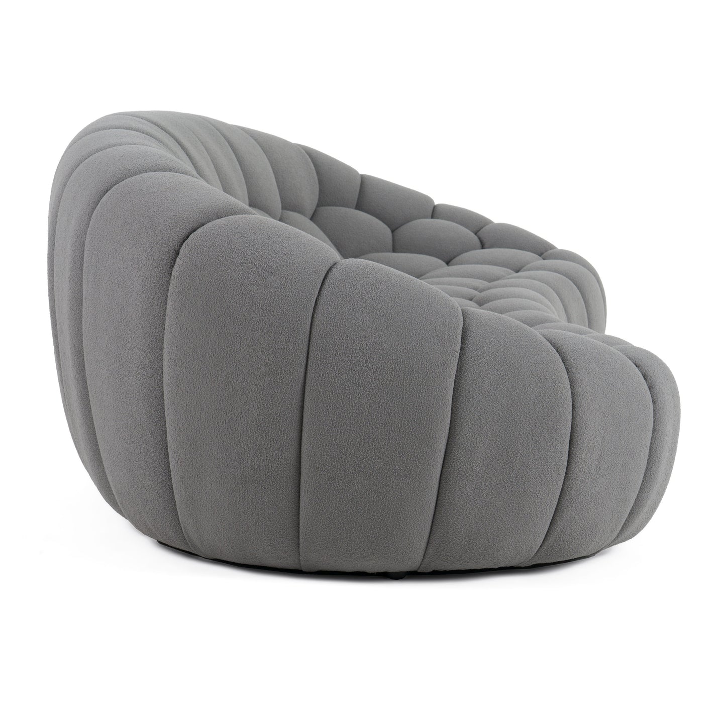 Divani Casa Yolonda Modern Curved Light Grey Fabric Sofa