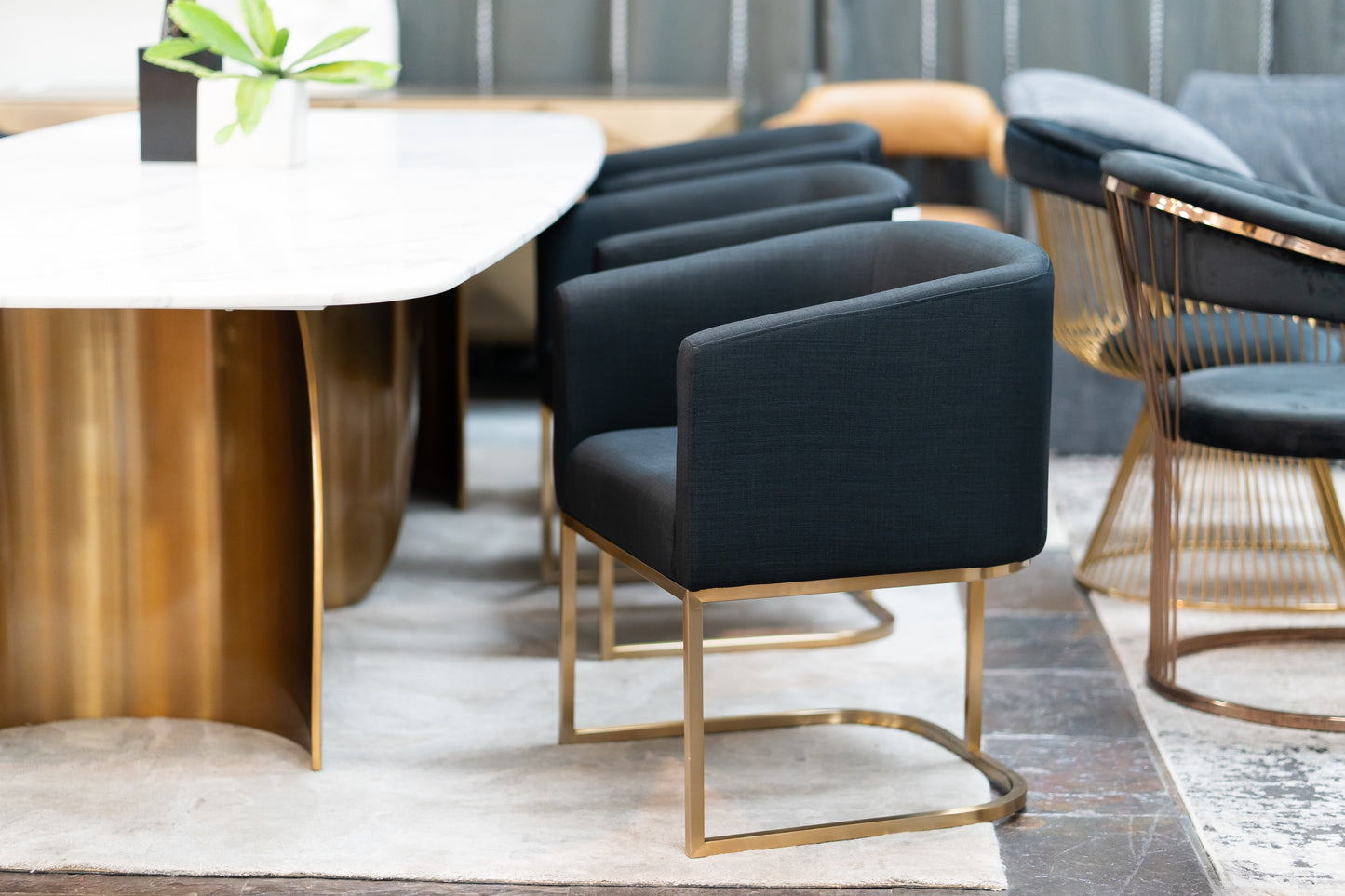 Modrest Yukon Modern Black and Antique Brass Dining Chair