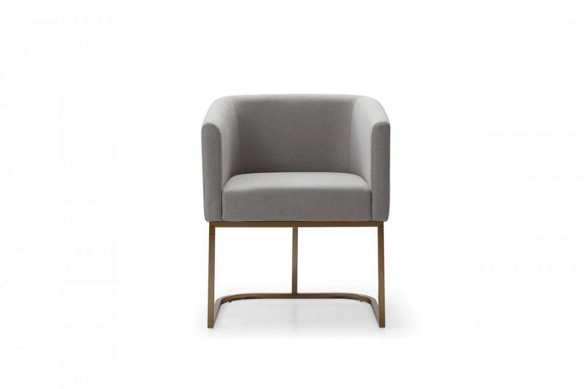 Modrest Yukon Modern Medium Grey Fabric and Antique Brass Dining Chair