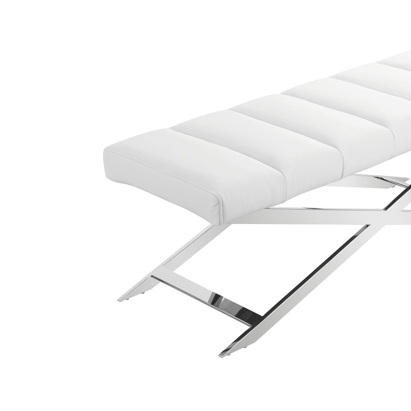 Modrest Xane Contemporary White Vegan Leather Bench