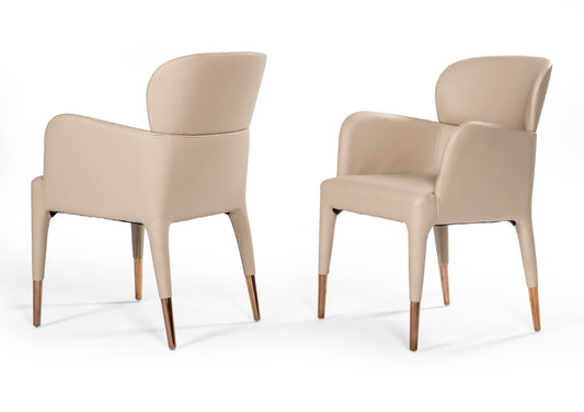 Modrest Ogden Modern Beige and Rosegold Dining Armchair