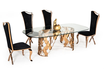 Modrest Bonnie Transitional Black Velvet and Rosegold Dining Chair