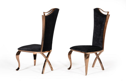 Modrest Bonnie Transitional Black Velvet and Rosegold Dining Chair