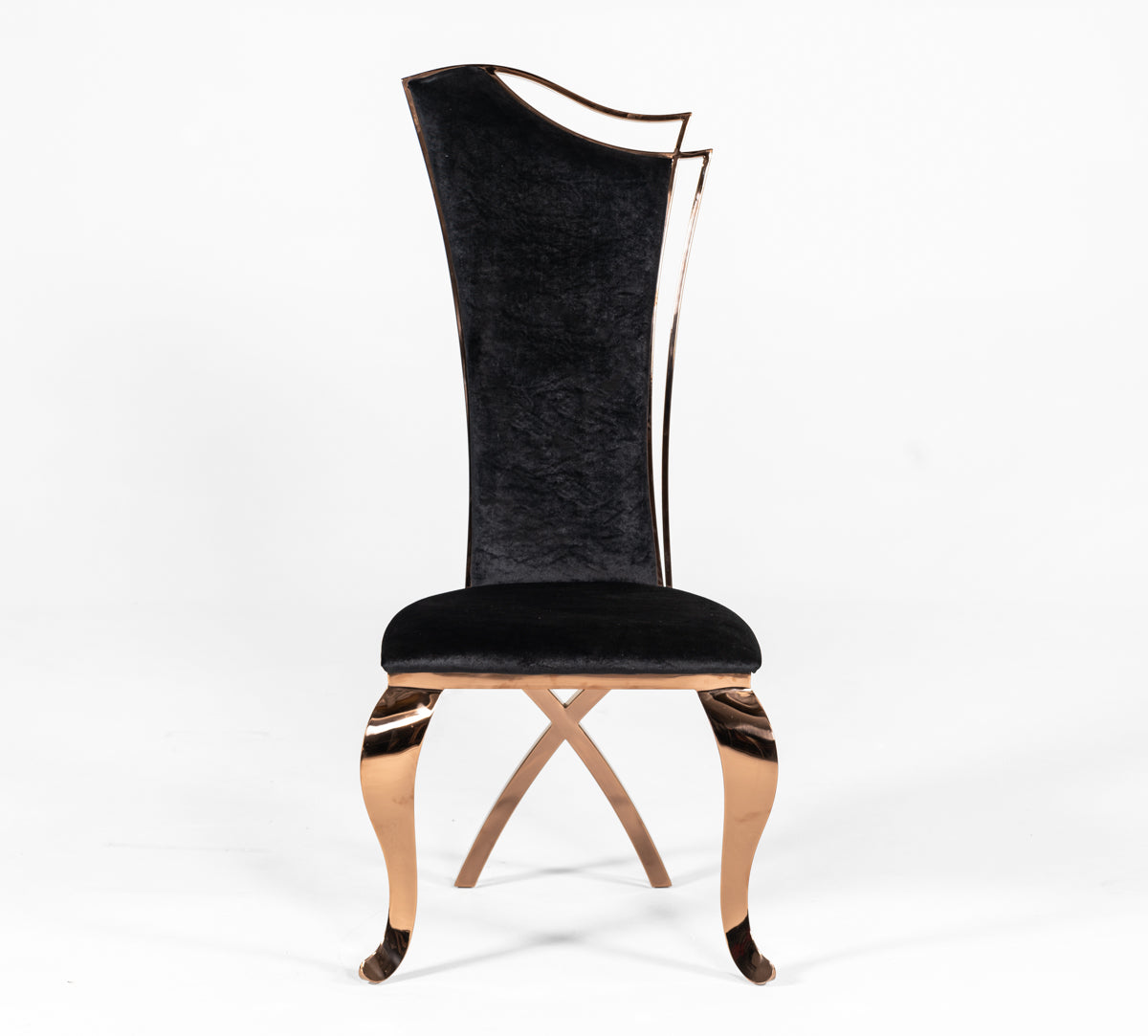 Modrest Bonnie Transitional Black Velvet and Rosegold Dining Chair