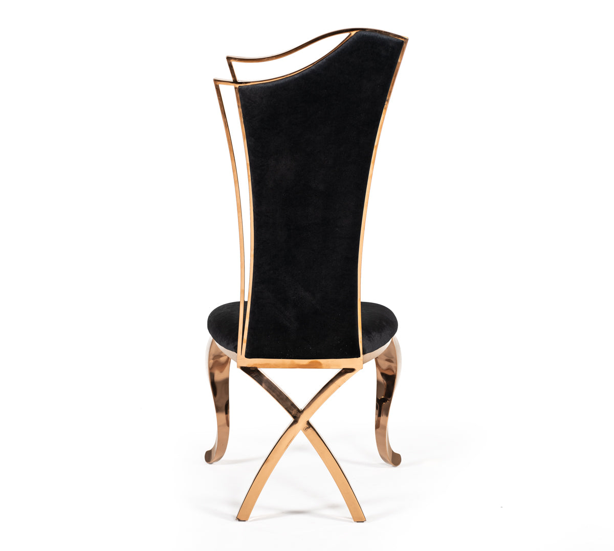Modrest Bonnie Transitional Black Velvet and Rosegold Dining Chair