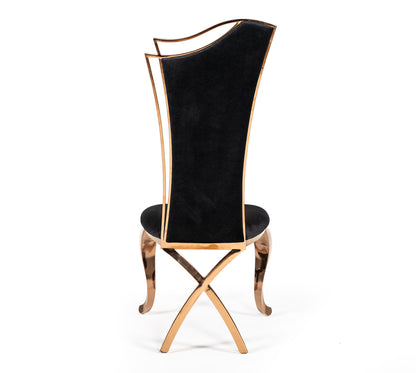 Modrest Bonnie Transitional Black Velvet and Rosegold Dining Chair