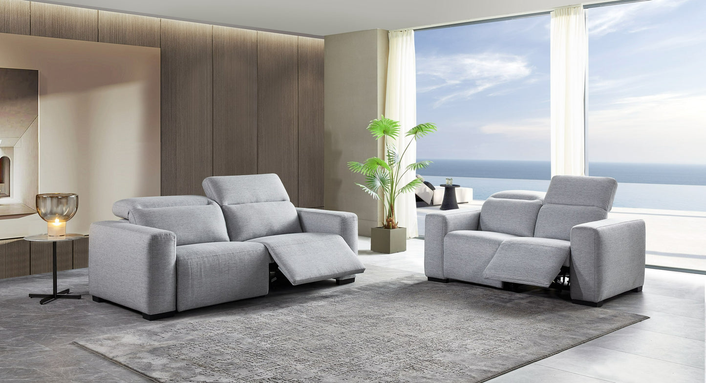 Divani Casa Bode Modern Grey Fabric Sofa with 2 Recliners