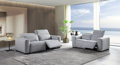 Divani Casa Bode Modern Grey Fabric Sofa with 2 Recliners