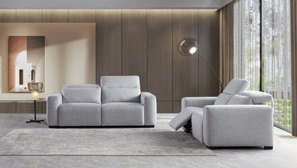 Divani Casa Bode Modern Grey Fabric Sofa with 2 Recliners
