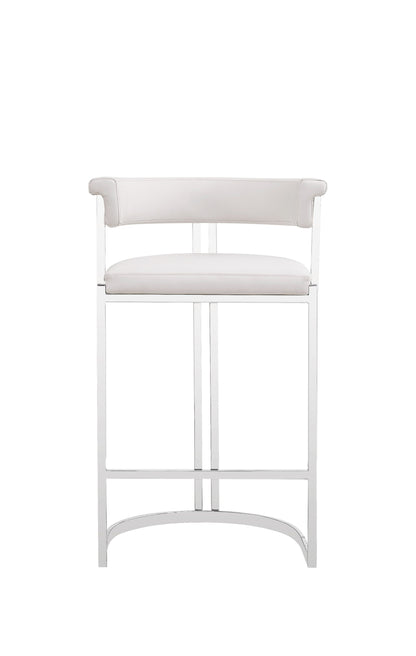 Modrest Munith Modern White Vegan Leather Stainless Steel Counter Chair