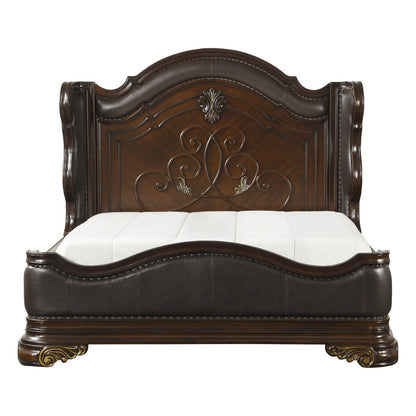 Homelegance Queen Bed Royal Highlands Dark Cherry Finish 1603-1