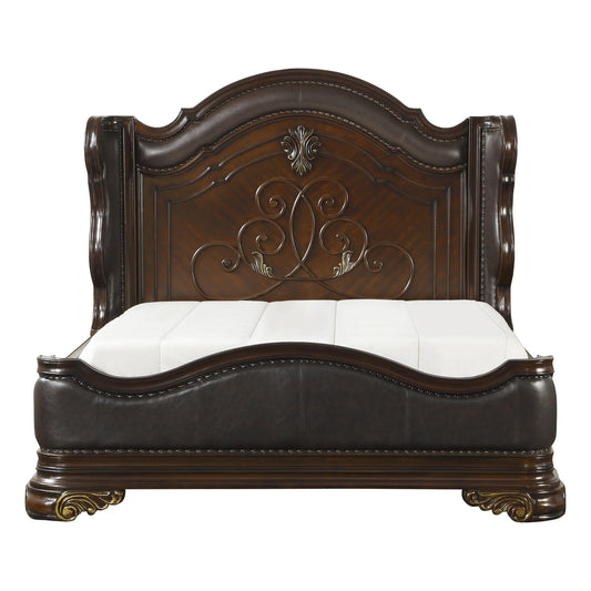 Homelegance Queen Bed Royal Highlands Dark Cherry Finish 1603-1