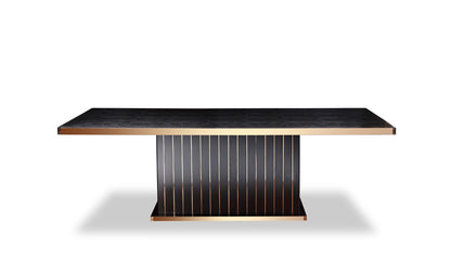 Talin Modern Black Crocodile and Rosegold Dining Table