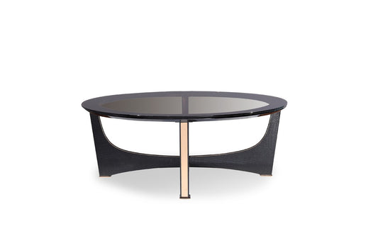Talin Modern Black Crocodile and Rosegold Coffee Table