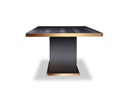 Talin Modern Black Crocodile and Rosegold Dining Table
