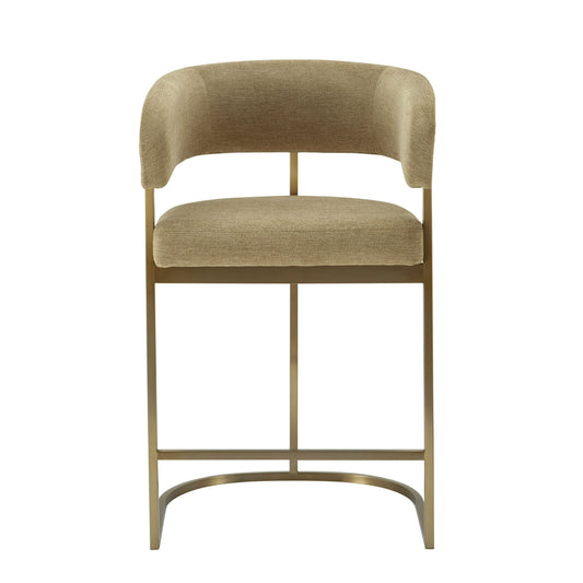 Modrest Sebastian Modern Brown Fabric Antique Brass Counter Chair
