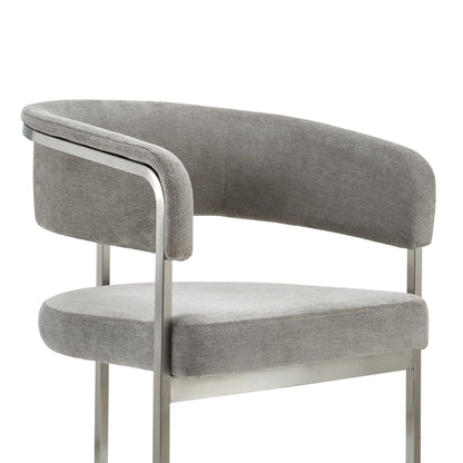 Modrest Sebastian Modern Grey Fabric Stainless Steel Dining Chair