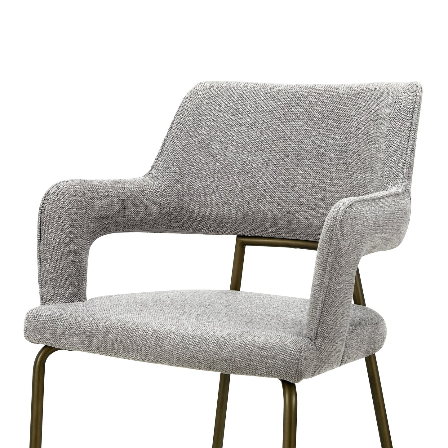 Modrest Childers Modern Grey Fabric Antique Brass Dining Chair
