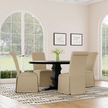 Shawna Upholstered Skirted Dining Chair Khaki (Set of 2)