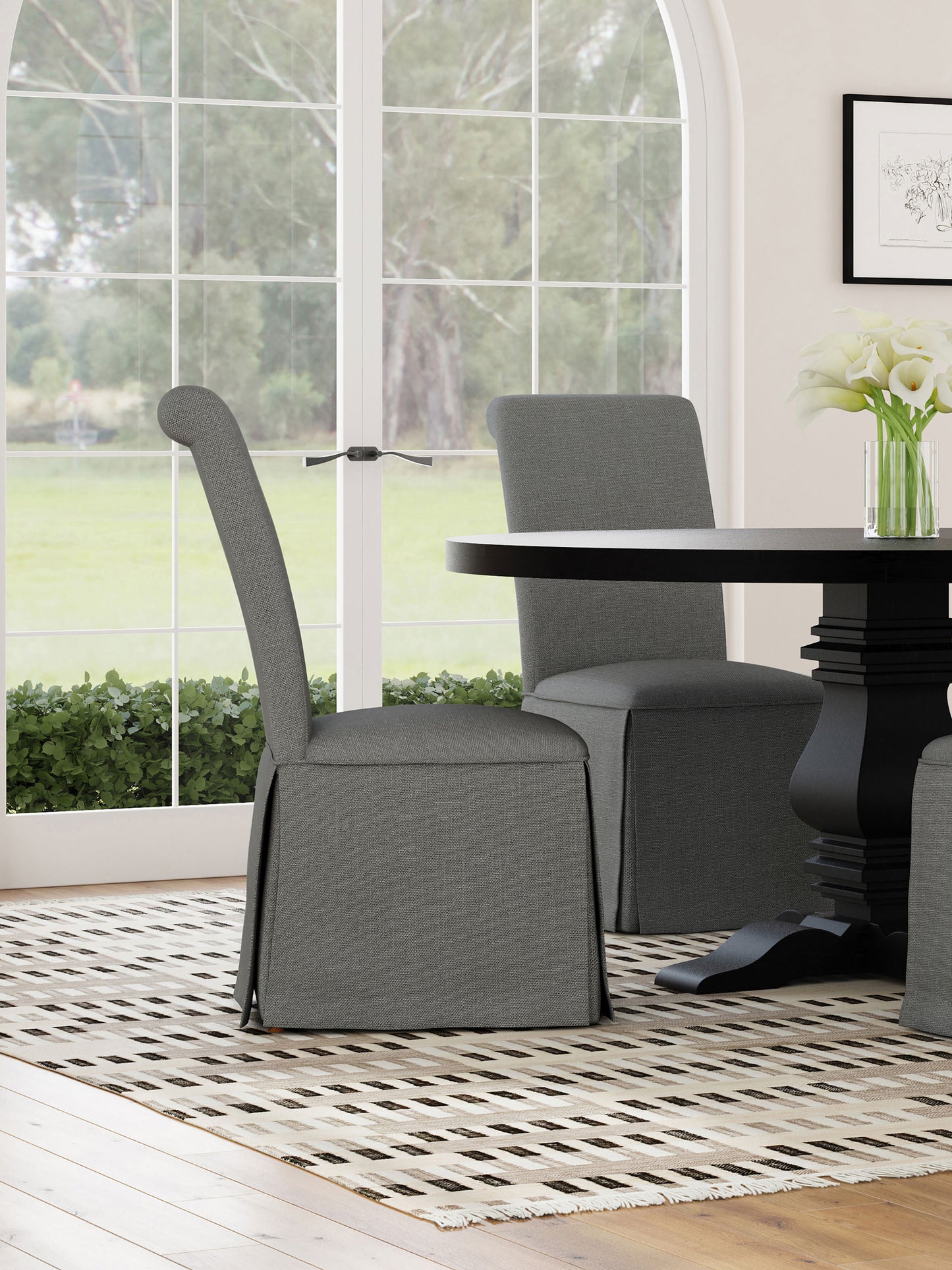 Shawna Upholstered Skirted Dining Chair Gray (Set of 2)