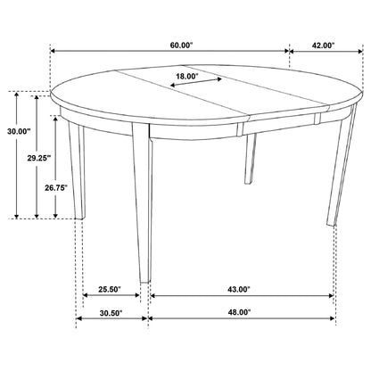 Gabriel Oval 60-inch Extension Leaf Dining Table Cappuccino